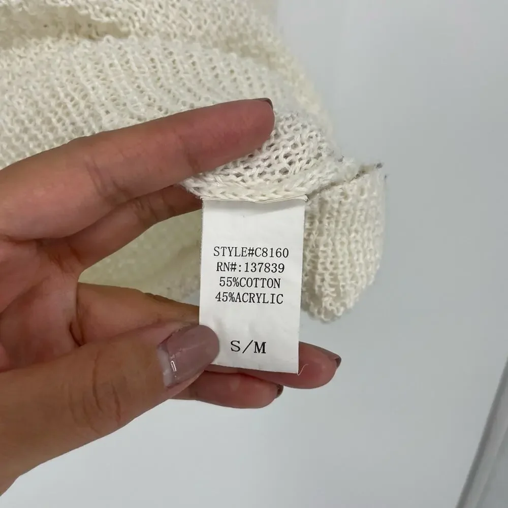 Dreamers V-Neck Knit Cream Sweater Size Small/Medium